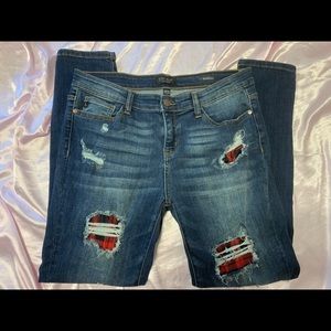 Just Blue Plaid Jeans, NWOT